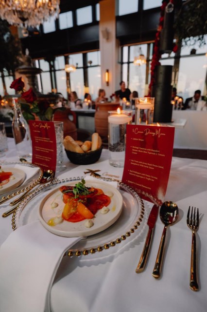 Plated starter served at a reception