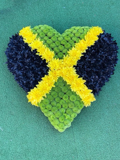Jamaican flag heart tribute